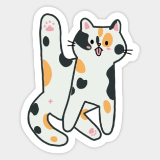 Calico Cat Licking Butt Sticker